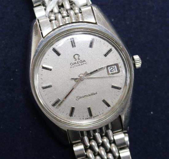 A gentlemans 1970s stainless steel Omega Seamaster automatic wrist watch.
